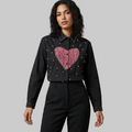"Heart-to-Heart" Studded Black Statement Shirt
