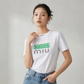 Luxe Logo Rhinestone Graphic Tee – White