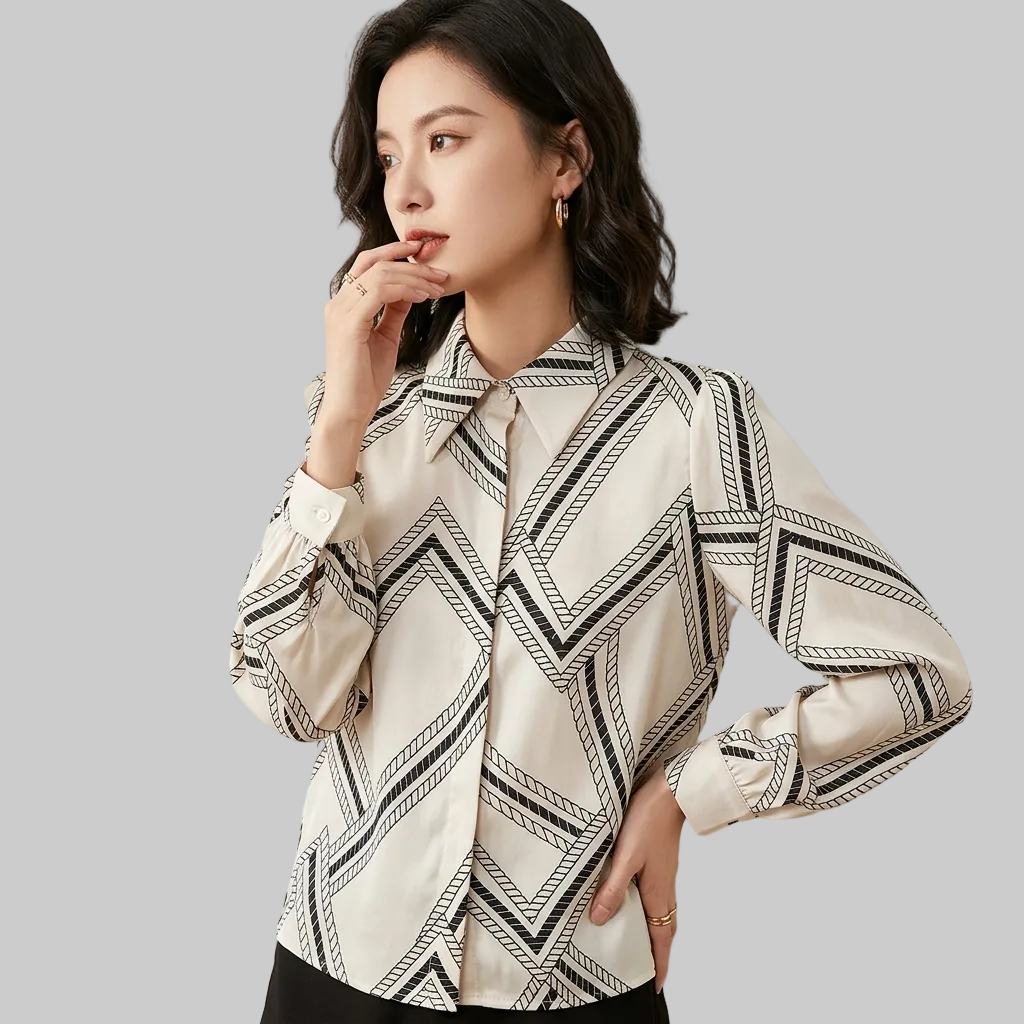 Retro Chain Link Print Satin top