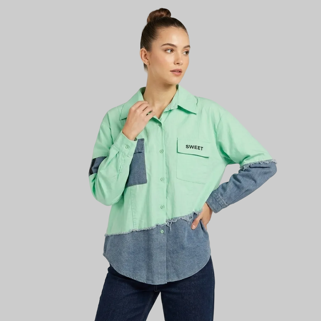 The "Sweet" Contrast Color-Block Shirt