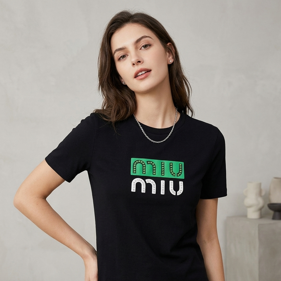 Miu Miu Logo-Detail Short-Sleeve T-Shirt