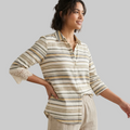 Striped Lace-Trim Button-Down