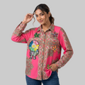 Electric Pink Paisley & Graphic Embellished Shirt