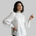 Shimmery High-Neck Embellished Blouse