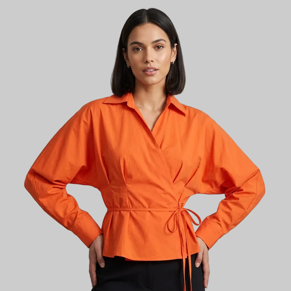 Vibrant Wrap-Style Peplum Blouse