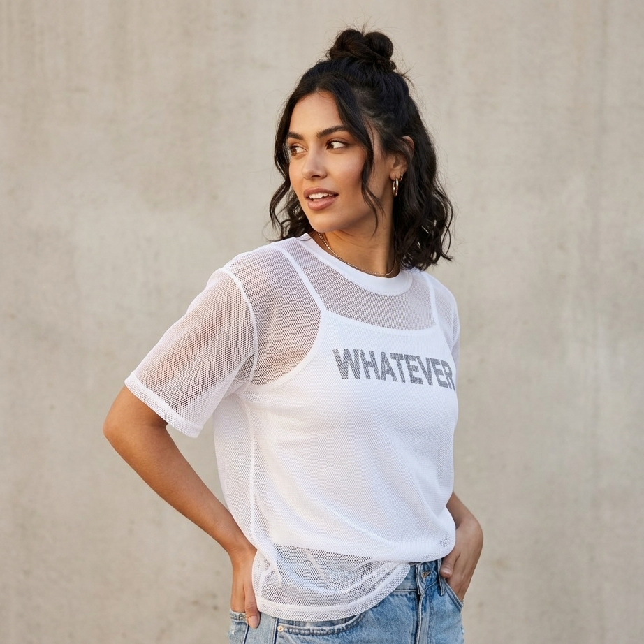 The "Whatever" Mesh-Overlay Graphic Tee