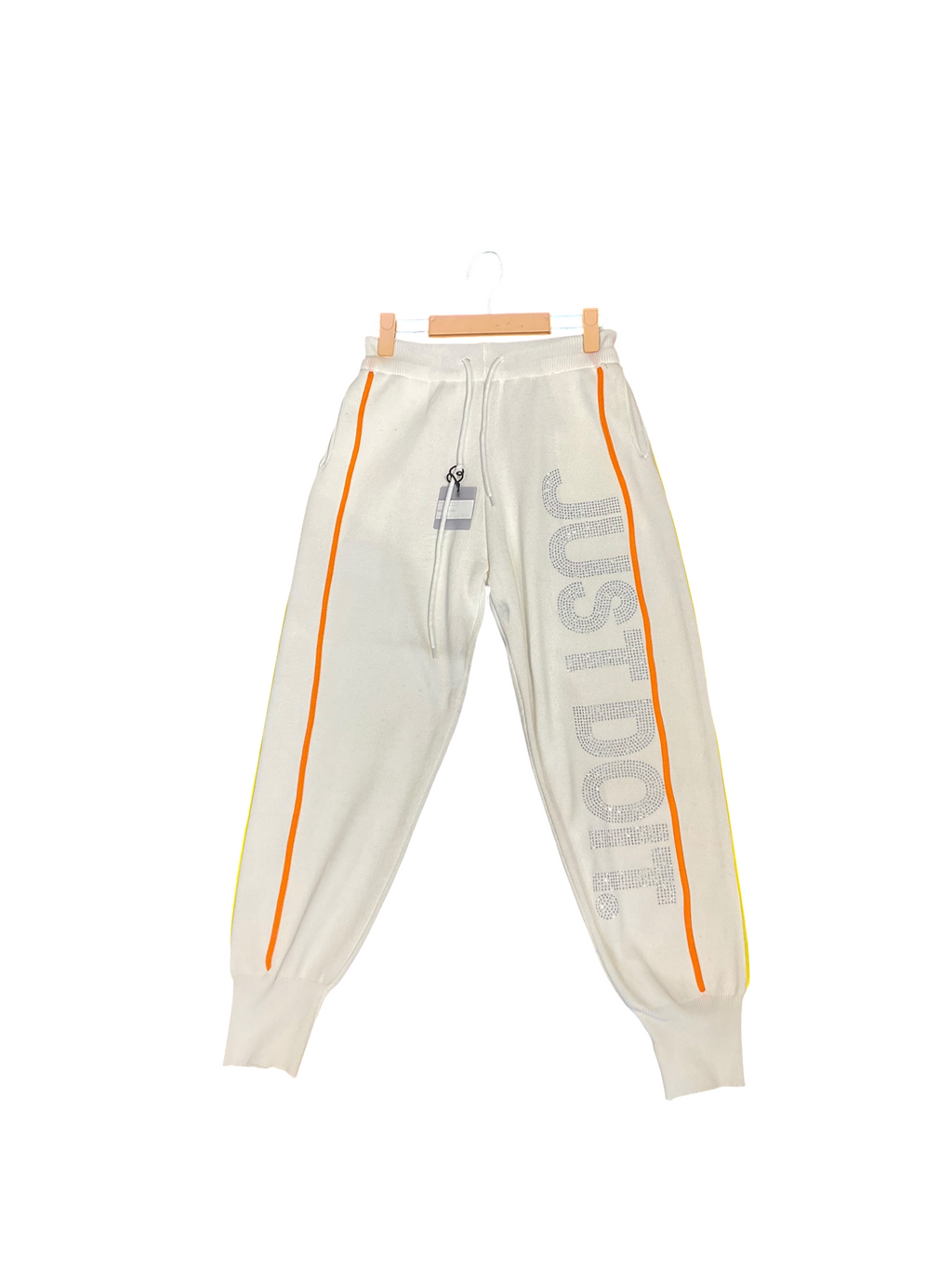 Women’s Cream Graphic Jogger Pants with Orange Side Stripe