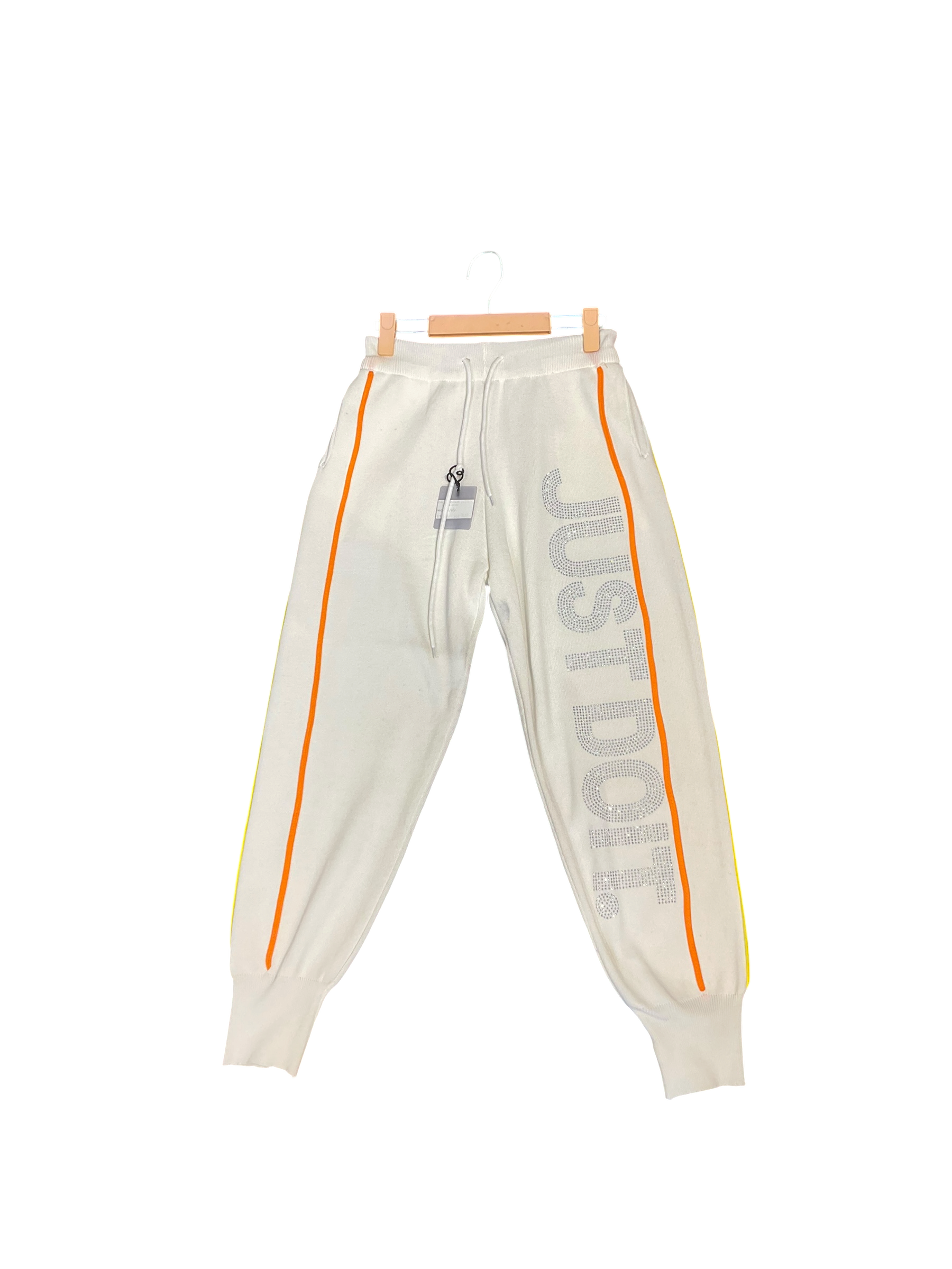 Women’s Cream Graphic Jogger Pants with Orange Side Stripe