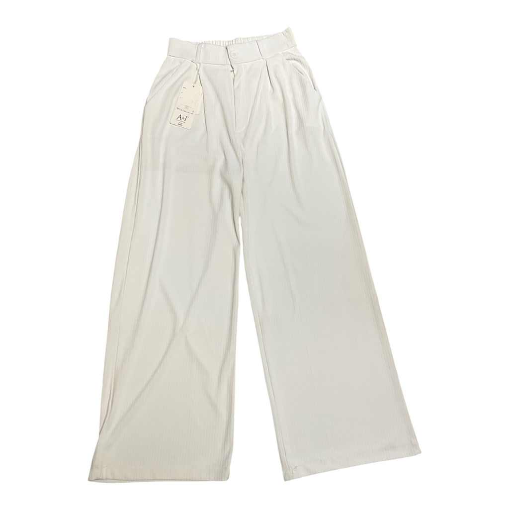 Premium High-Waisted White Wide-Leg Pleated Trousers (Korean Style)