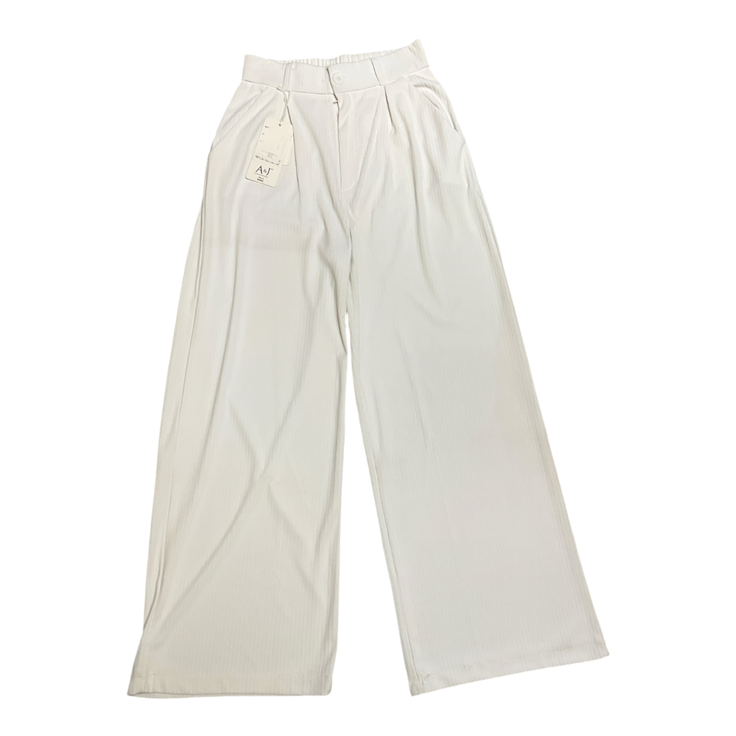 Premium High-Waisted White Wide-Leg Pleated Trousers (Korean Style)