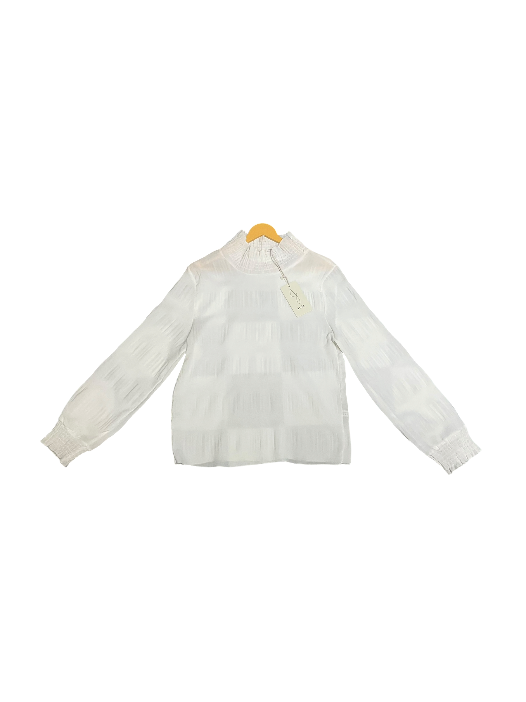 Elegant Ivory Smocked High Neck Top