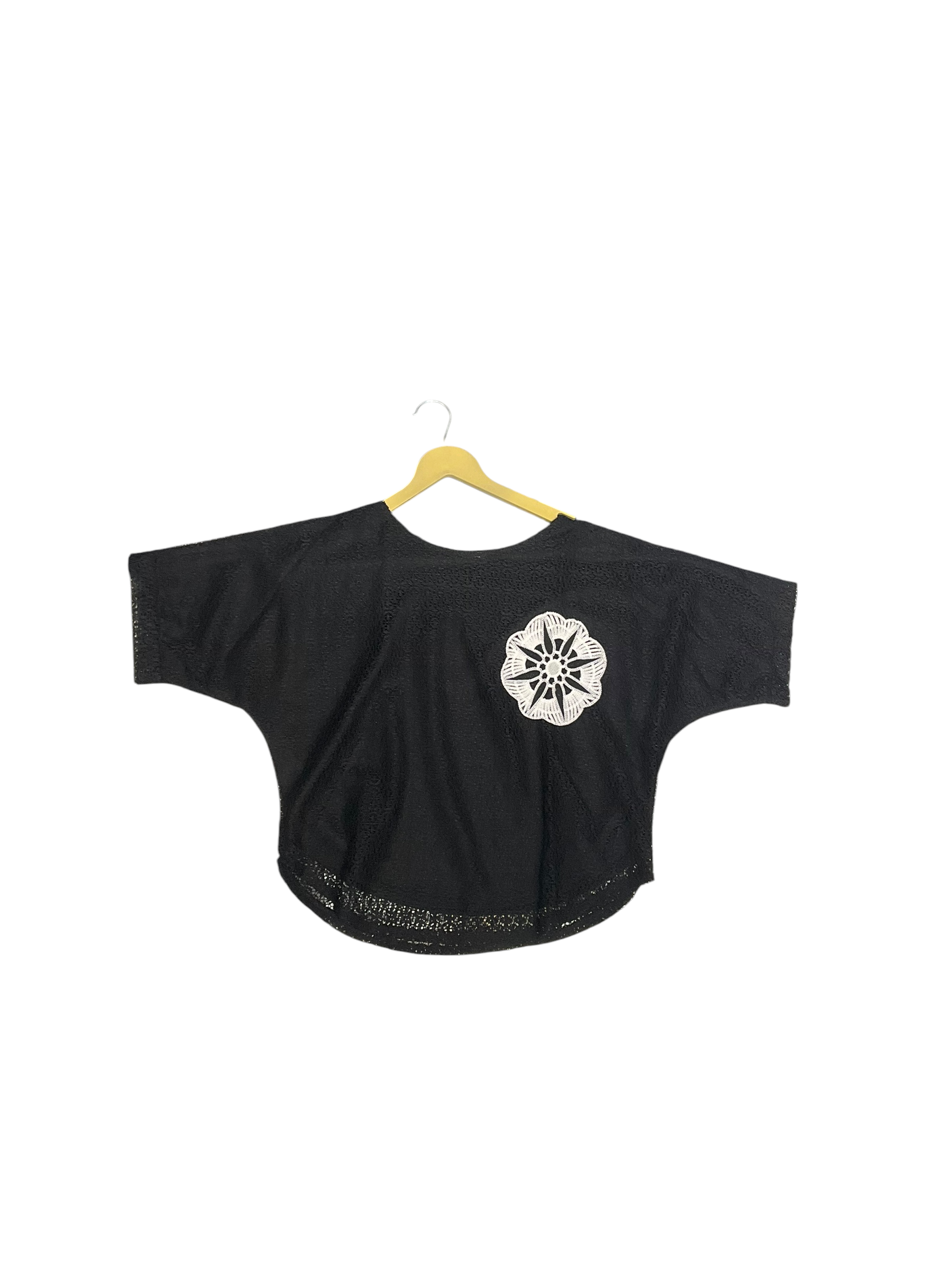 Midnight Bloom Oversized Crop Top