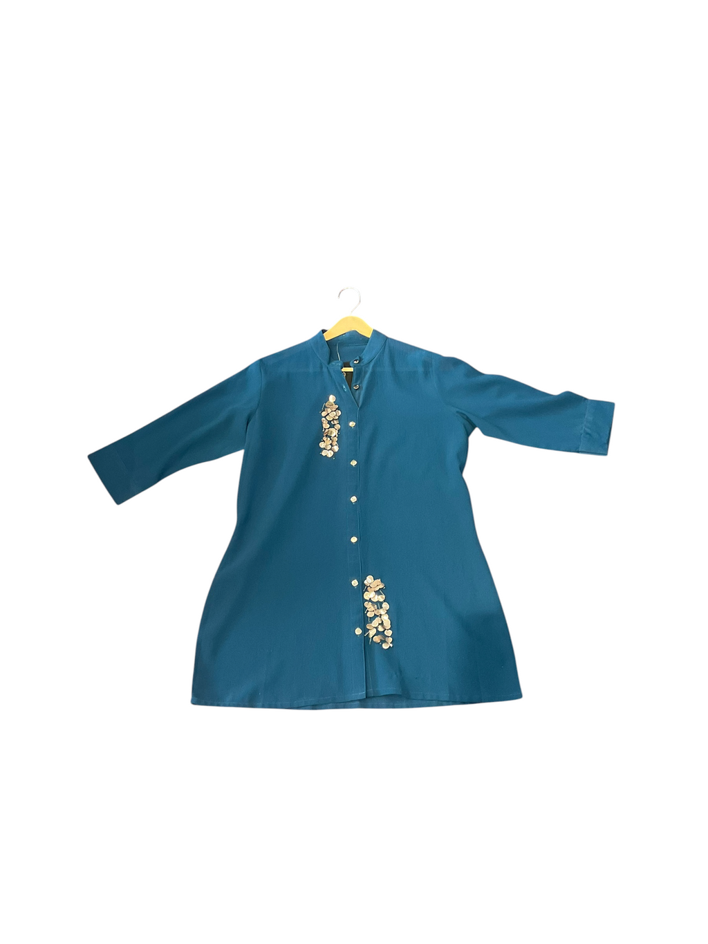 Elegant Teal Embroidered Kurti Shirt for Women