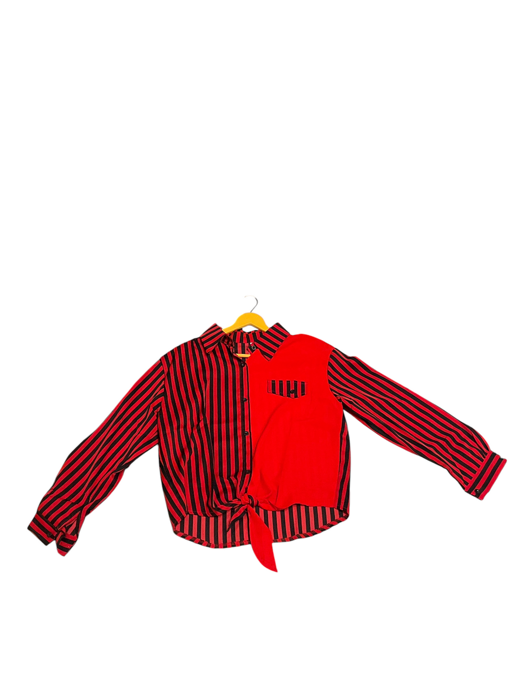 Bold Scarlet Striped Knot Shirt Top