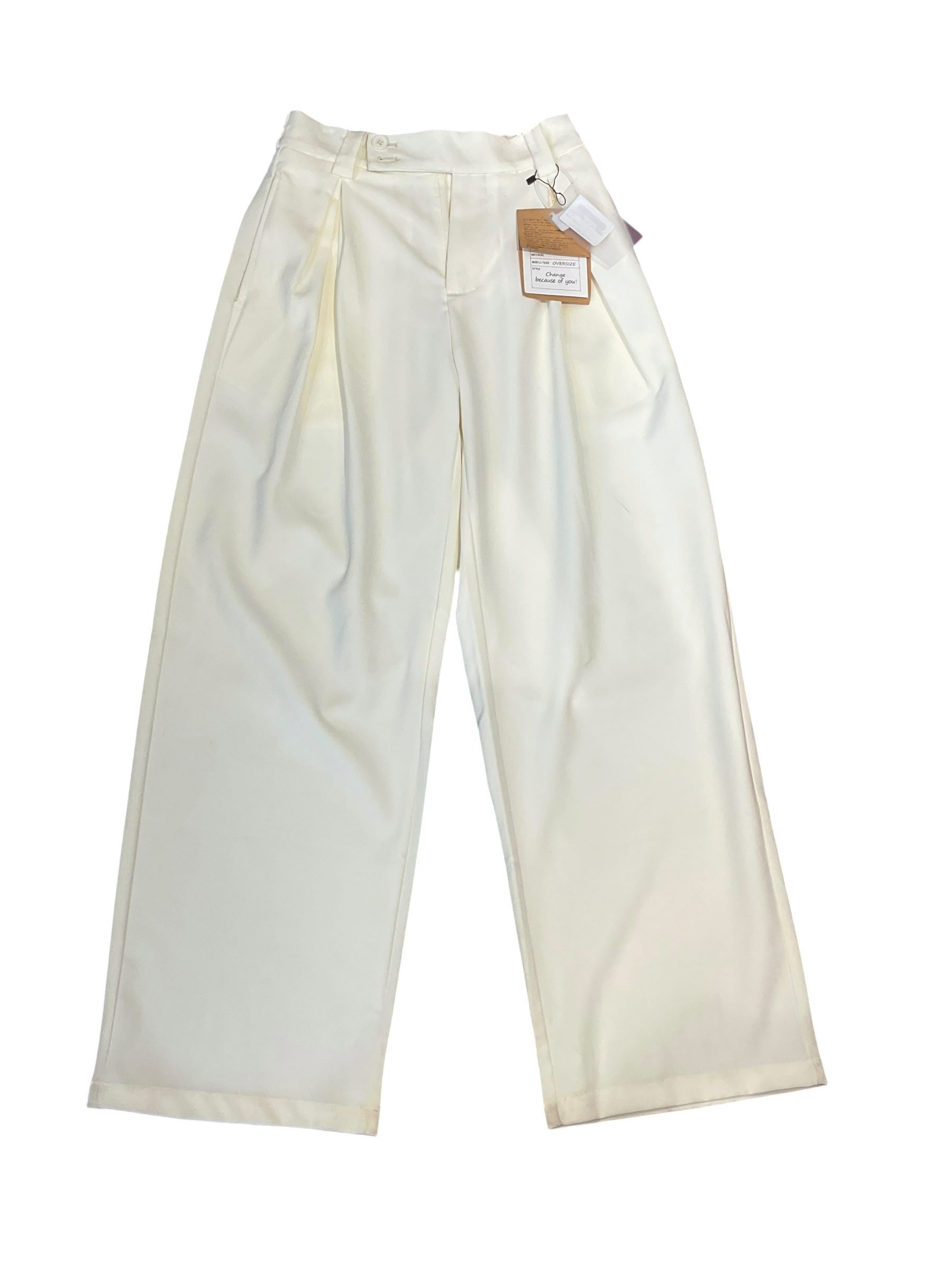 Elegant White High-Waist Wide-Leg Trousers for Women | Minimal Chic Fit (IMPORTED)