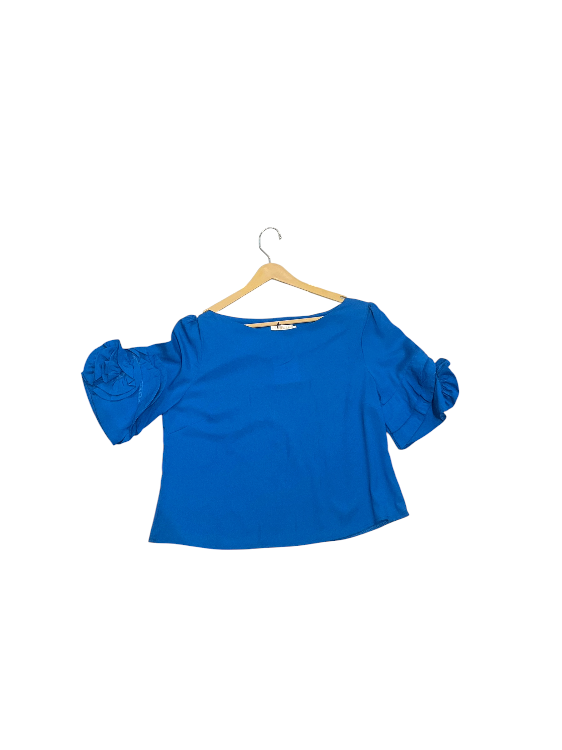 Royal Blue Ruffle Sleeve Elegant Top for Women
