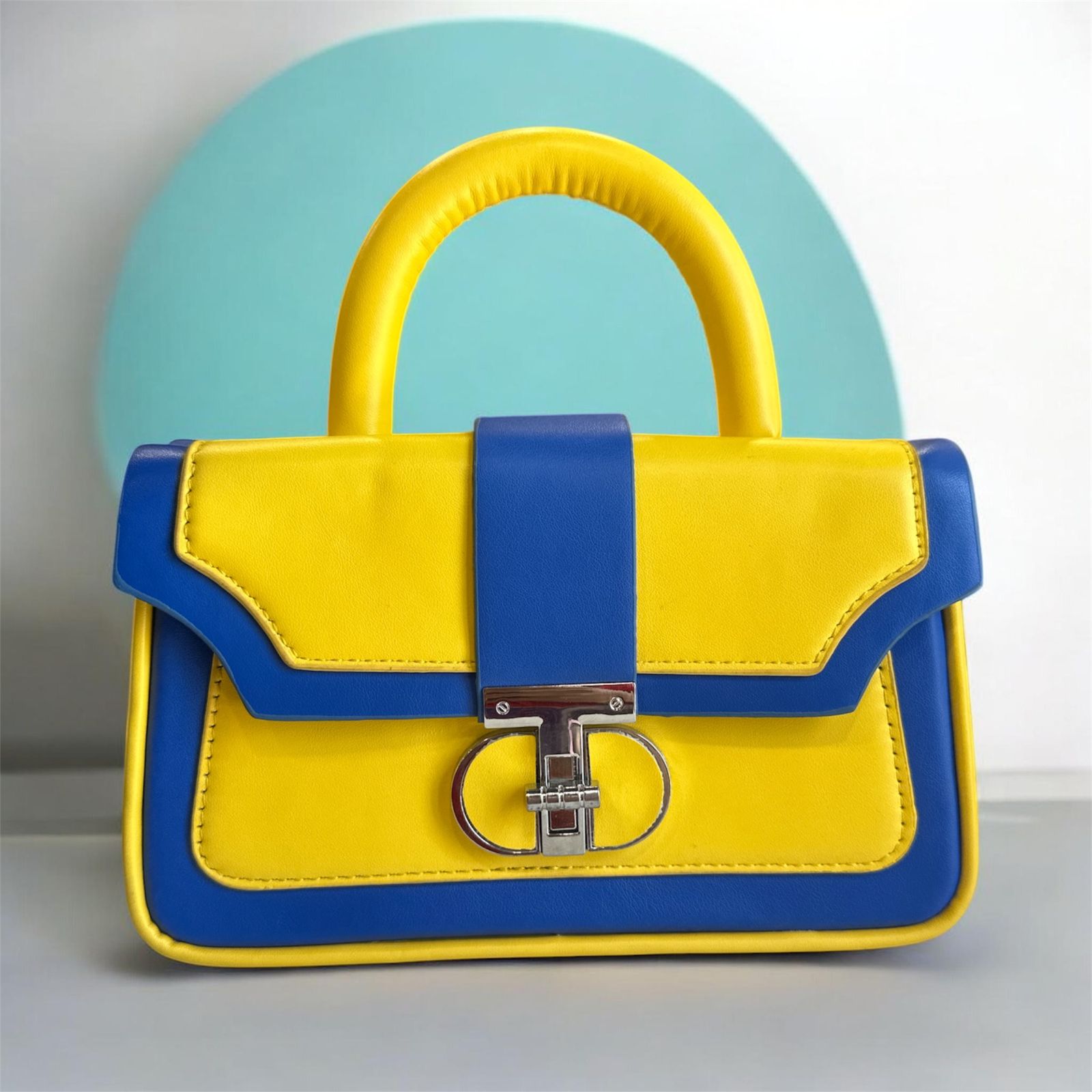 Sunburst Luxe Mini Handbag – Yellow & Blue Statement Piece