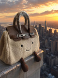 Cute Teddy Plush Smiley Tote Handbag (IMPORTED)