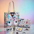 Pop Art Holographic Tote Bag Set with Matching Pouch