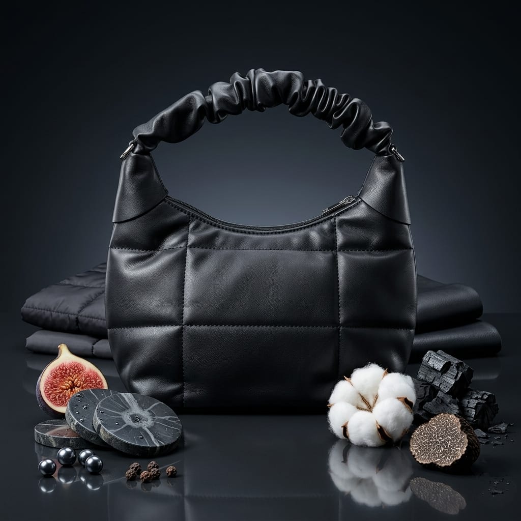 Ruched Handle Puffer Hand Bag