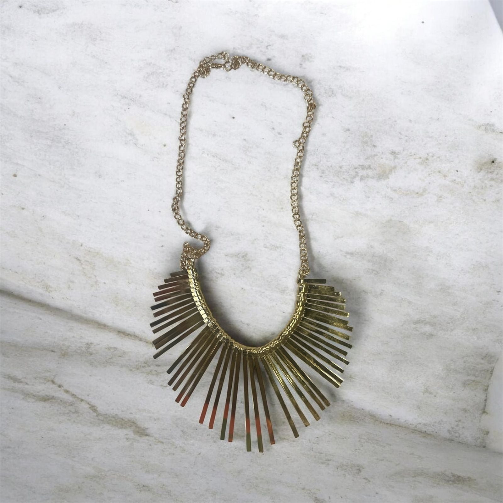 Golden & Silver Fringe Statement Necklace Set (IMPORTED)