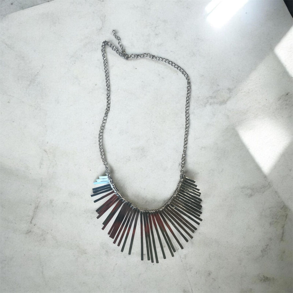 Golden & Silver Fringe Statement Necklace Set (IMPORTED)