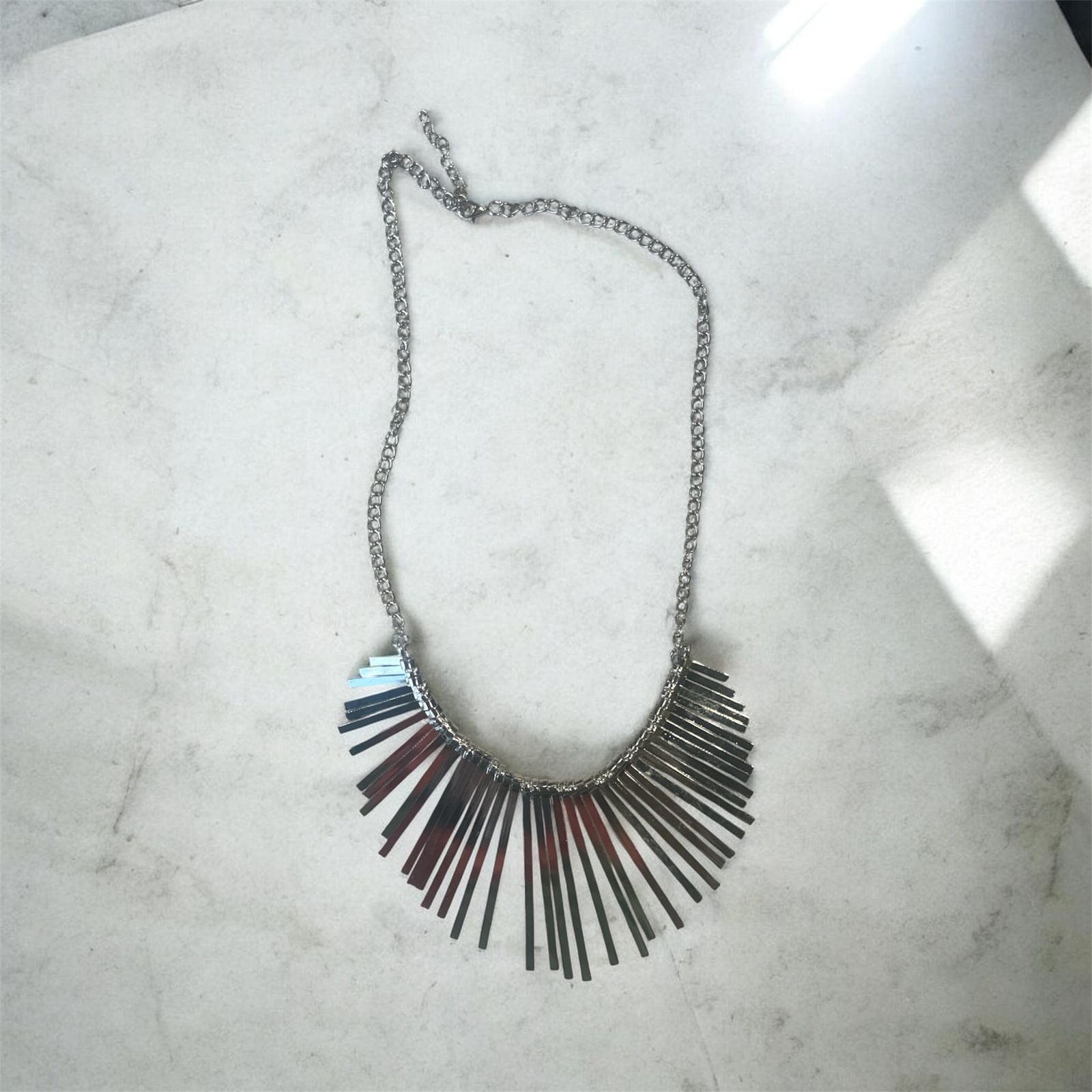 Golden & Silver Fringe Statement Necklace Set (IMPORTED)