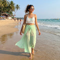 Ultra-Lightweight Mint Green Sheer Palazzo Pants (Resort Wear)
