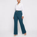 Tailored Deep Teal Straight-Fit Trousers with Belt