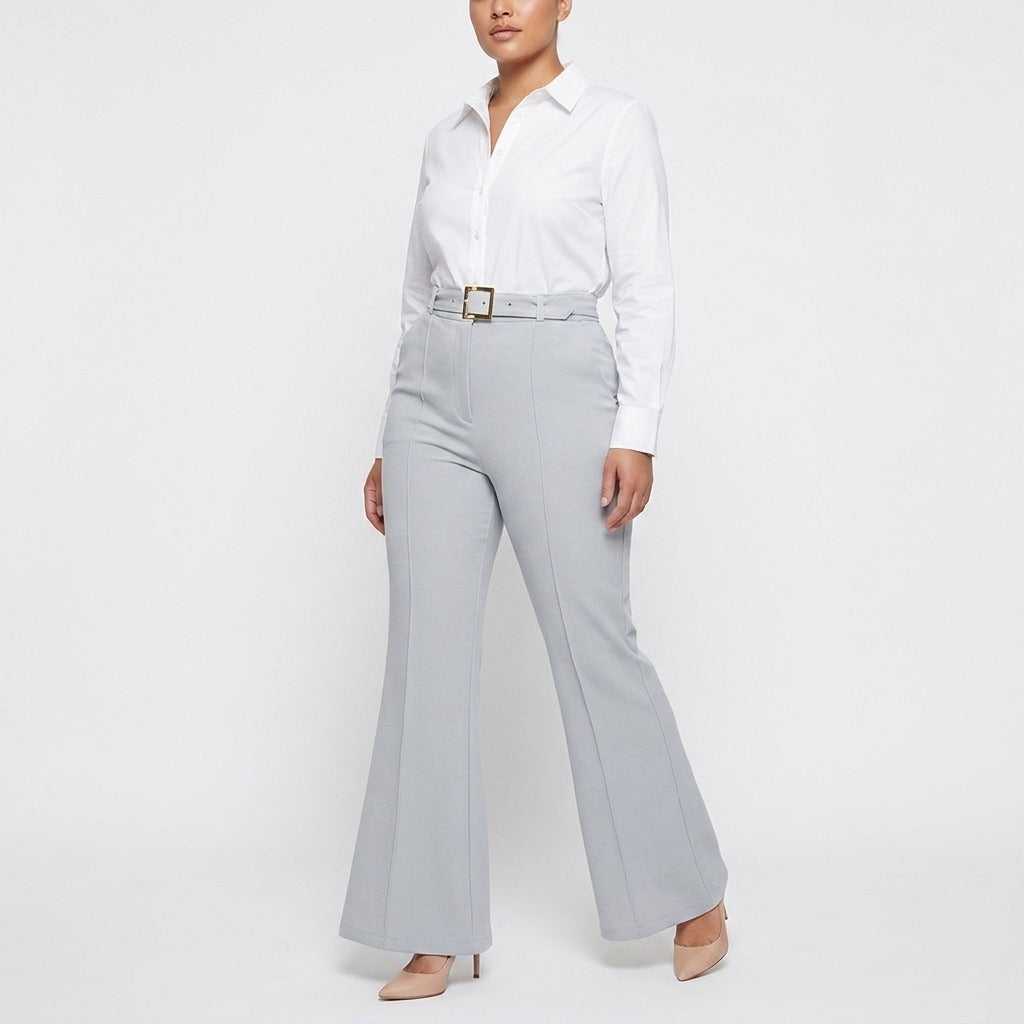Sophisticated Powder Blue Tailored Wide-Leg Trousers