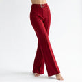 Rich Crimson Red Flared High-Waisted Trousers