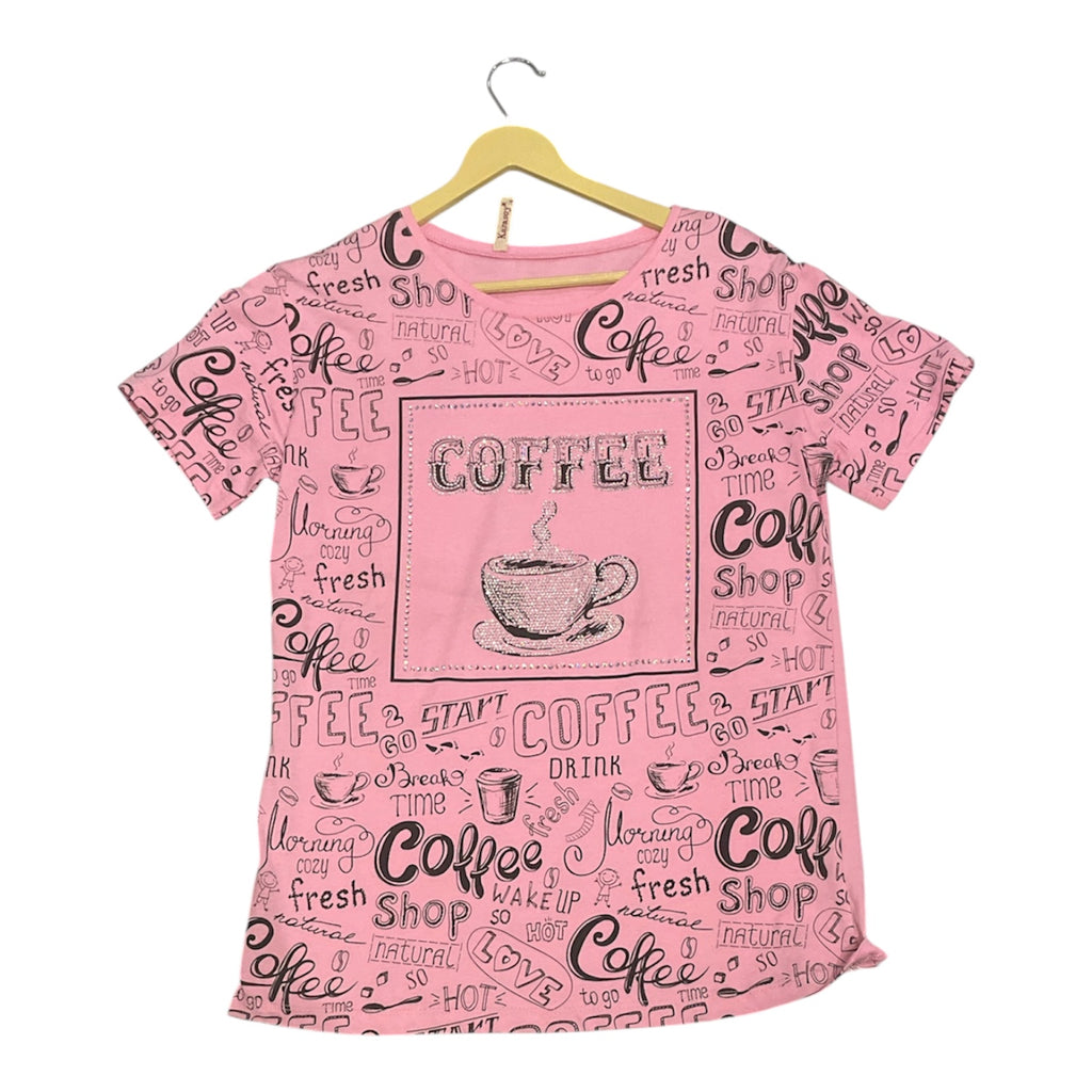 The "Coffee First" Graphic Tee – Pink