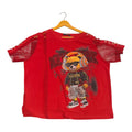 The "NY Bear" Rhinestone Mesh Tee – Red