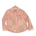 Artisanal Dusty Pink Crinkle Shirt with Cascade 3D Floral & Pearl Embellishments