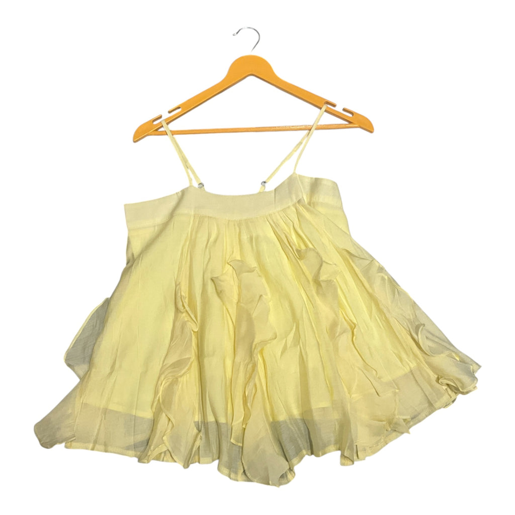 Ethereal Pastel Yellow Ruffled Crop Camisole