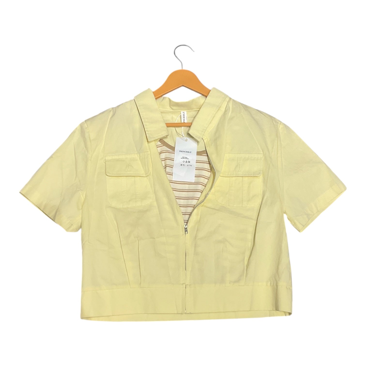 Sunny Pastel Zip-Up Utility Cropped Jacket