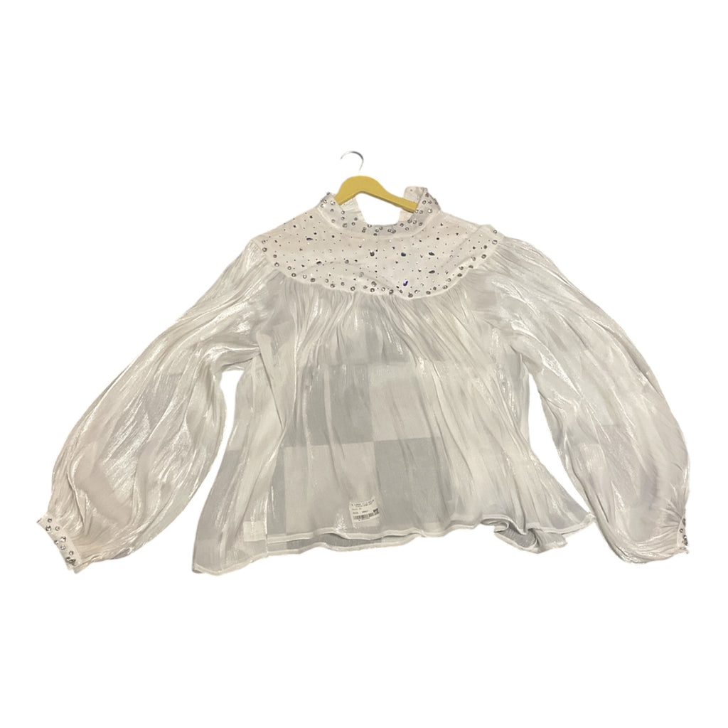 Shimmery High-Neck Embellished Blouse