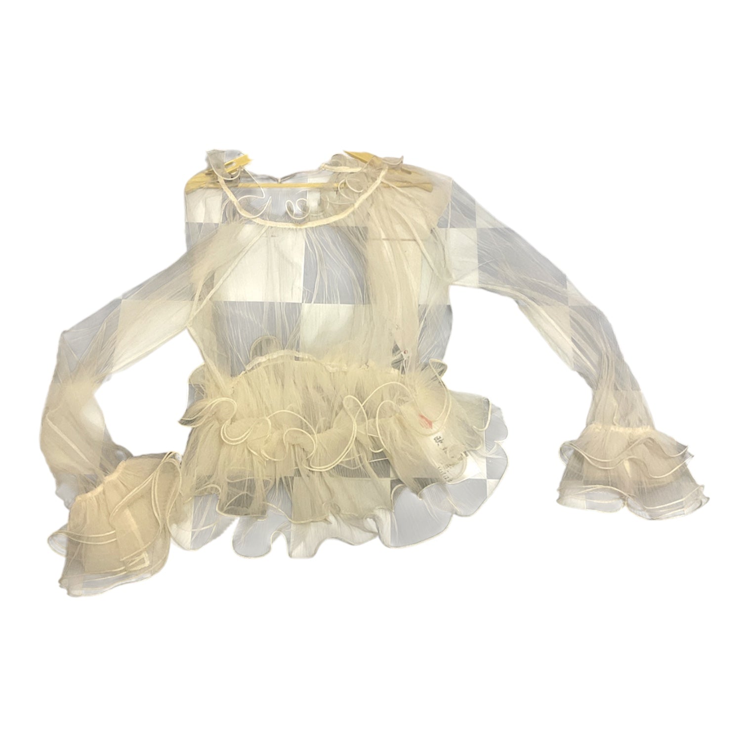 Ethereal Sheer Ruffled Peplum Blouse