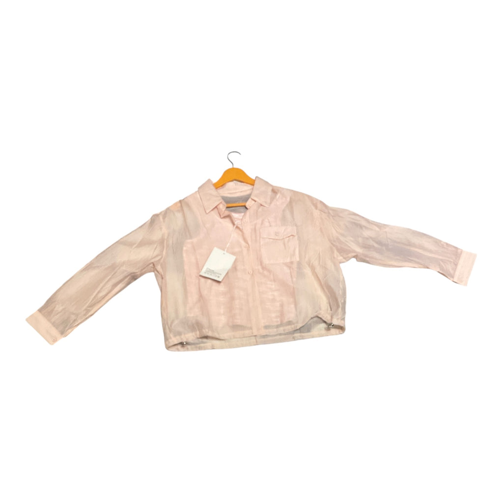 Blush Pink Crinkled Organza Translucent Cropped Jacket