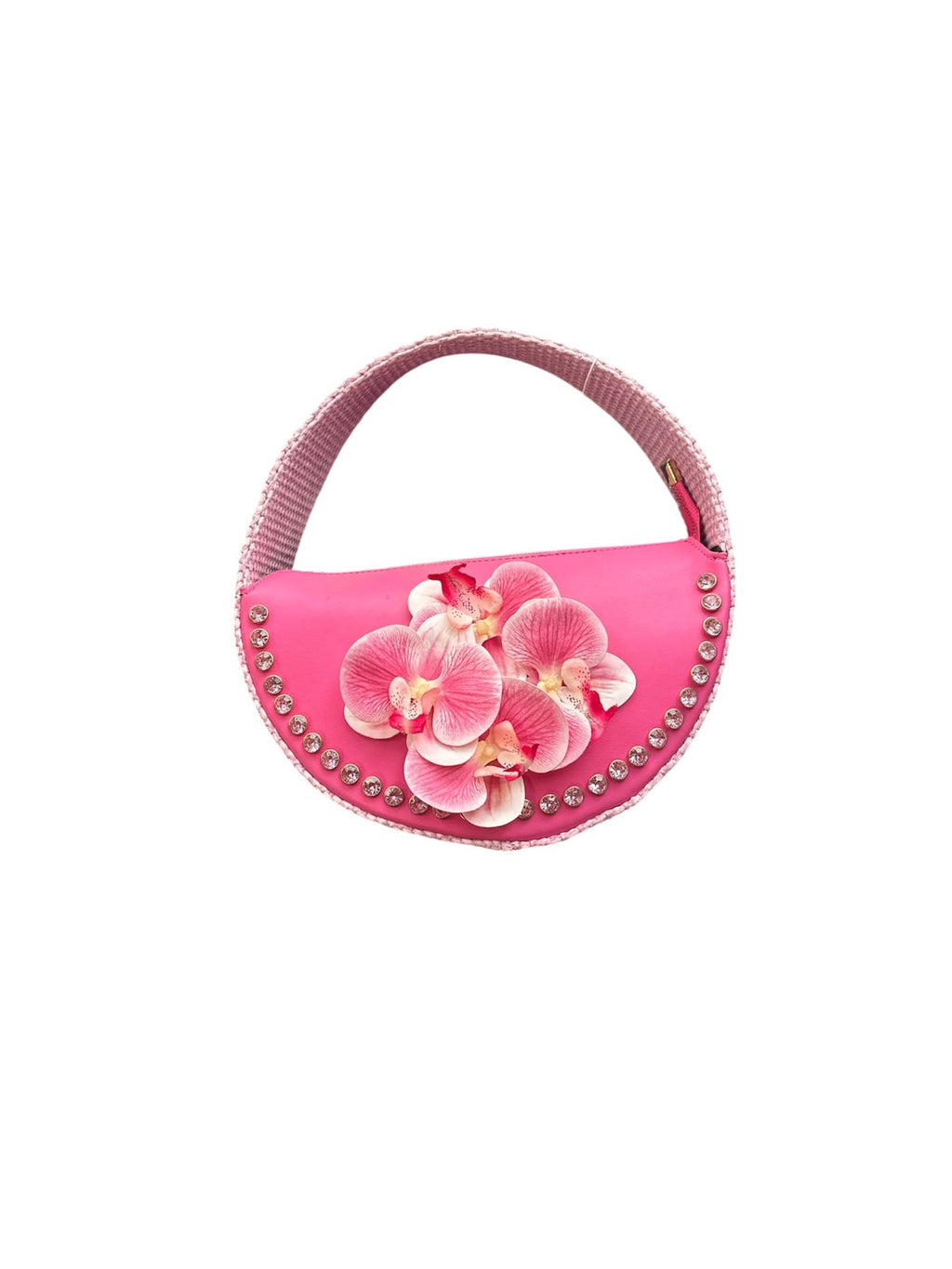 Petal Glow Half-Moon Handbag