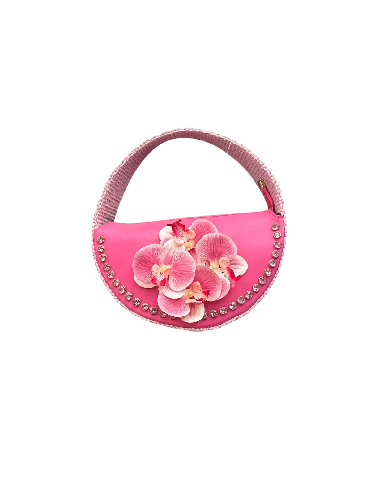 Petal Glow Half-Moon Handbag