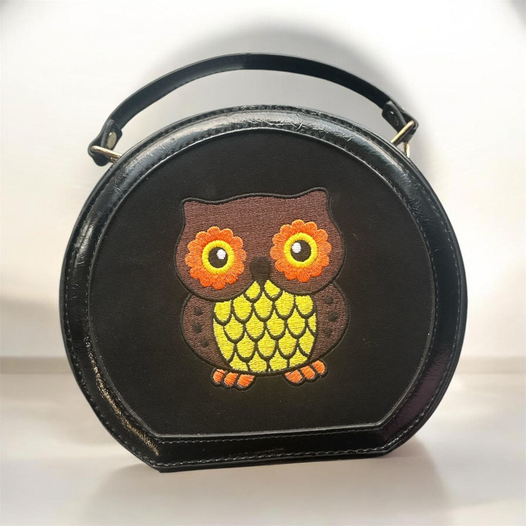 Cute Owl Embroidered Round Sling Bag