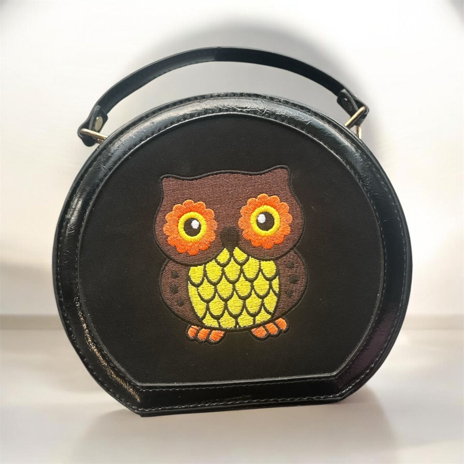 Cute Owl Embroidered Round Sling Bag