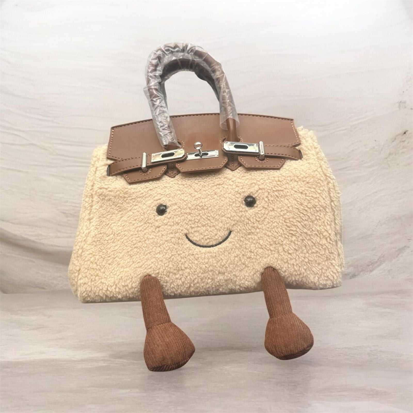 Cute Teddy Plush Smiley Tote Handbag (IMPORTED)