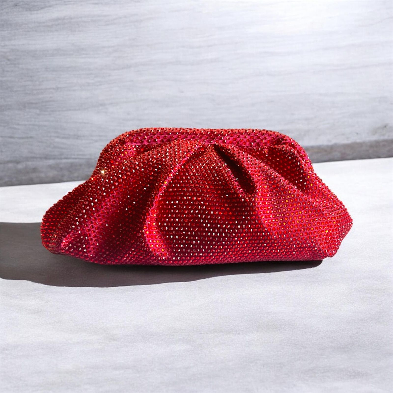 Luxury Red Rhinestone Evening Clutch Bag