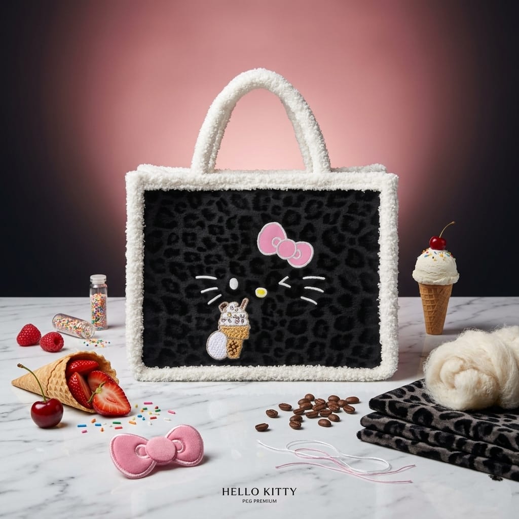 Cute Kitty Leopard Print Teddy Tote Bag