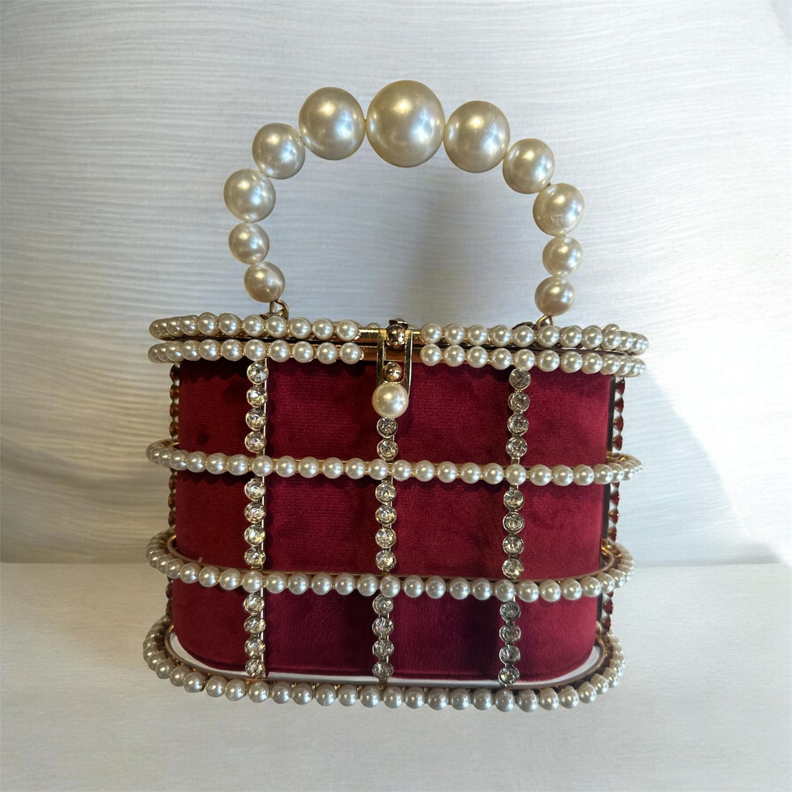 Royal Pearl Velvet Clutch (IMPORTED)