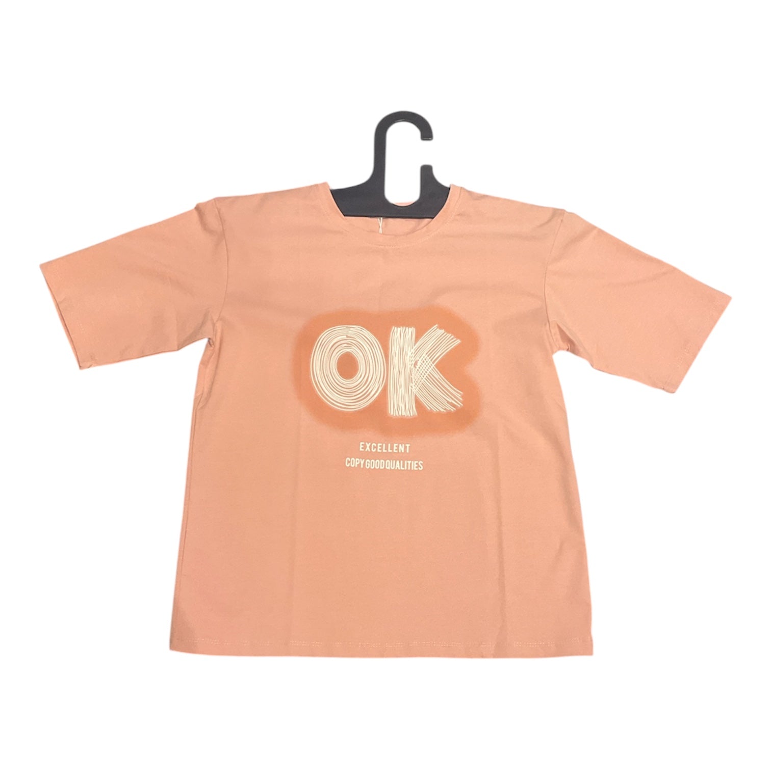 Peach OK Graphic Cropped Tee for Women