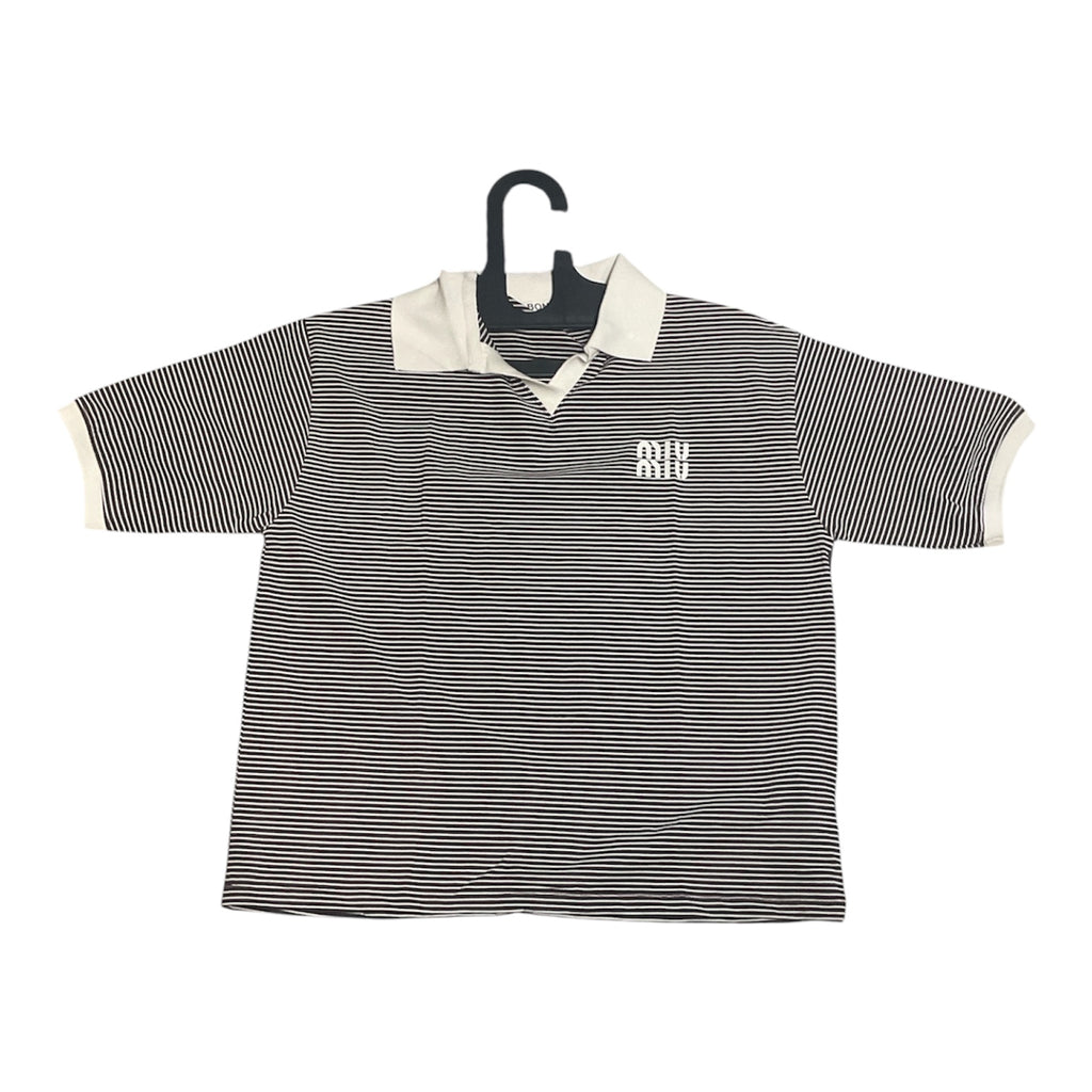 Striped Oversized Polo T-Shirt for Women