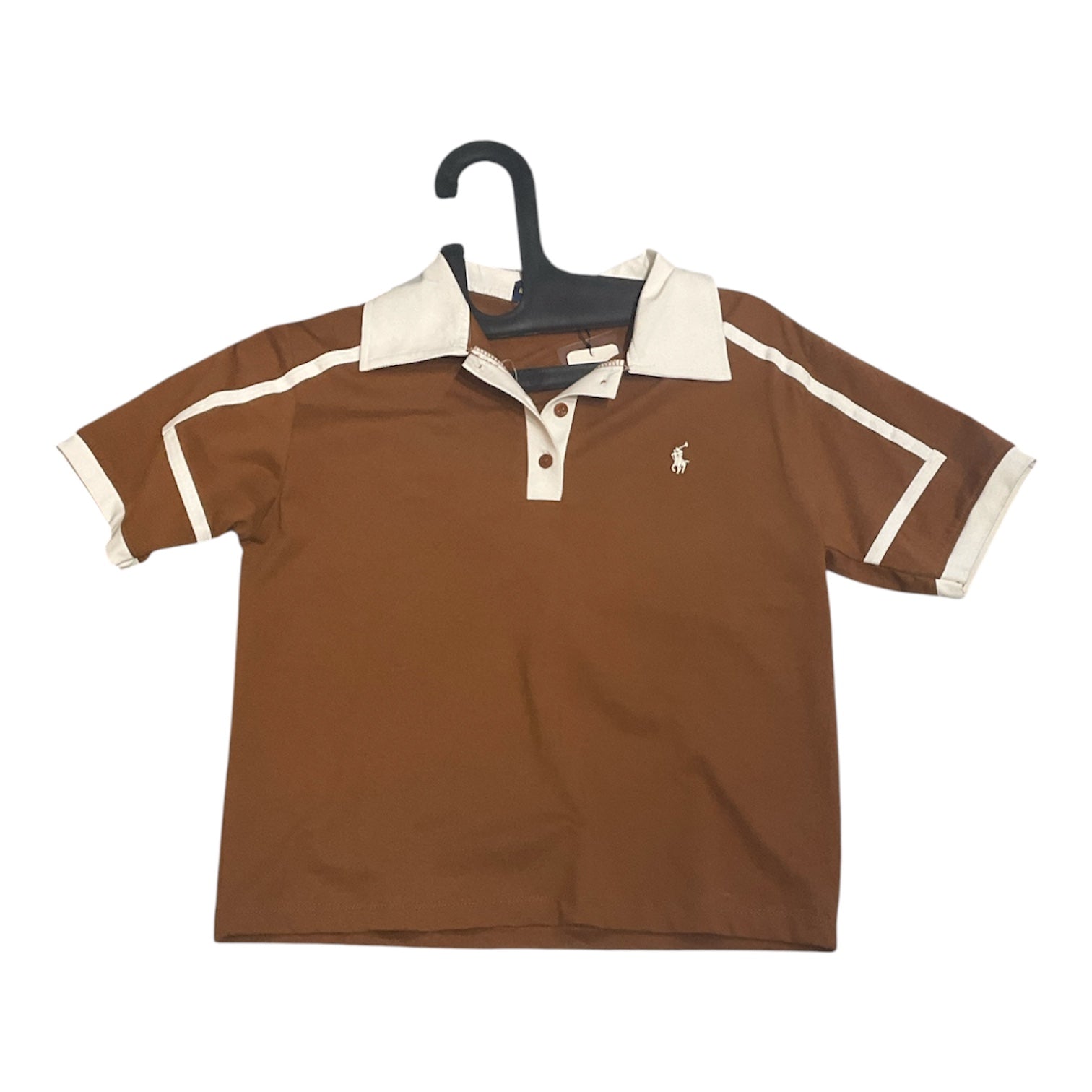 Brown Vintage Collar Graphic T-Shirt for Women
